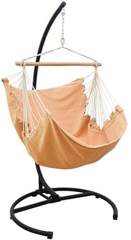 AMANKA Hängesessel mit Gestell Outdoor - 210cm Ständer mit XL Relaxsessel - Gartenschaukel für Erwachsene - Gartensessel Balkonmöbel Schaukelstuhl Swing Chair Garten-Hängesessel Balkon Schaukelsessel