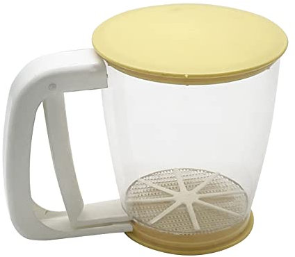 YOUNAFEN Setaccio per farina ultra fine Setaccio semi-automatico manuale per farina setaccio per farina tazza setaccio per farina con coperchio Accessori da cucina Setaccio a rete Filtro per farina