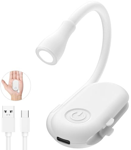 Exsight Mini LED Book Light - USB Rechargeable Reading Lamp, Portable Night Light With Stepless Dimming, 3 Eye-Protecting Modes, Clip for Reading/Travel/Kids Gift [Lightweight & Small]