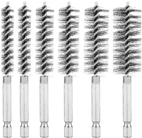 6pcs Stainless Steel Wire Bore Brushes for Drill, Effective Cleaning & Easy to Install with High Performance & Long Lasting in 8mm, 10mm, 12mm, 15mm, 17mm, 19mm Sizes