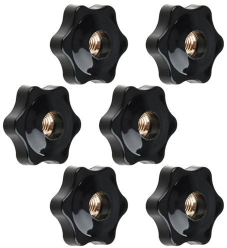 M8 Tuerca de Perilla Estrella, Plástico Negro, Cabeza de Sujeción, Tornillo Pomos de Rosca para Maquinaria, 6 Piezas