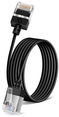 Dutevolns Ultra Slim Cat 6 Ethernet Cable 1.5M, Flexible Rj45 Cat 6a LAN Lead Gigabit for Pc, Router, Ps4/5, (Black)