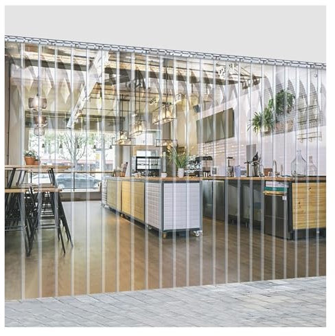 DTVEW Türvorhang Aus PVC-Kunststoffstreifen wasserdichte Planenvorhänge Aus Vinyl, 2mm/0,08in Transparenter Türvorhang, Badezimmer-Trennvorhang(1.5x2.5m)