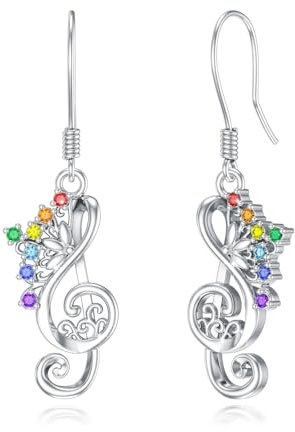 ABIGY 7 Chakra Ohrringe 925 Sterling Silber Yoga Ohrringe Musik Note Schmuck Chakra Weihnachten Geburtstag Jahrestag Schmuck Geschenke für Töchter Schwestern Mütter
