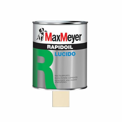 Max Meyer Rapidoil, Smalto Lucido Universale per Ferro e Legno, Resistente agli Agenti Atmosferici, Buon Potere Coprente, Multisupporto, 13-16 mq/l (Bianco Perla RAL 1013, 0,75 Litri)