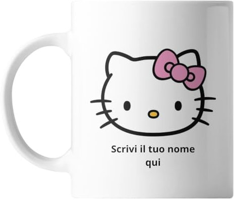 VARZI Tazza Hello Kitty Personalizzabile, Idea Regalo Bambina, Diverse Stampe, Possibilità di Aggiungere il Tuo Nome 1956 (Fantasia 1)