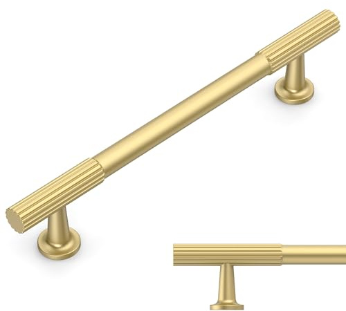 Amerdeco 10 Stück Möbelgriffe Gold 160mm Lochabstand, Zinklegierung Schubladengriffe & Schrankgriffe für Küchenschränke & Kleiderschränke UK0082