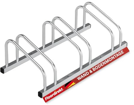 Floordirekt Râtelier à vélos pour 3 vélos avec des pneus jusqu'à 55 mm de largeur, en fer, support pour sol ou montage mural, 102 x 33 x 26,5 cm, argenté