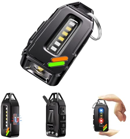 ET Mini Rechargeable Keychain Torch,700 Lumens EDC Small Torches Led Super Bright, Clip-On Waterproof Flashlight with 9 Modes & Magnetic Base & COB Side Light Keyring Torch for Camping, Hiking,Outdoor