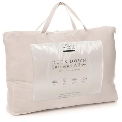 Littens Ultimate Duck Down Surround Side Sleeper Support Pillow, Cotton, 48cm x 74cm (19 x 29)