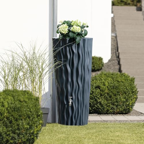 Charles Bentley Alana 160L Plastic Water Butt Planter, Grey