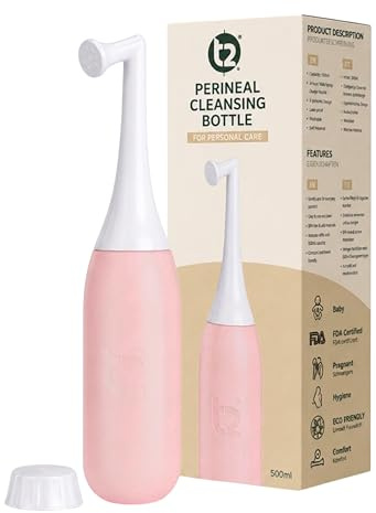 T2 500 ml Dammreinigungsflasche – Tragbares Postpartum-Bidet für Frauen, sanfte Intimpflege, mit abgewinkelter Düse & Reisetasche – Peri Bottle Pink (Rose Pink)