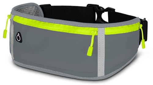 ONEFLOW Active Pro Laufgürtel für Redmi A5 Lauftasche mit 3 Fächern, Atmungsaktiv, Sport Handytasche zum Joggen, Handy Bauchtasche Wasserdicht, Running Belt, Grau