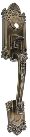 Lurrose Verrou de Poignée de Porte Ancienne en Métal Vintage, Serrure de Porte D'entrée Solide Protection le Vol, Design Élégant et Unique, 1 Set