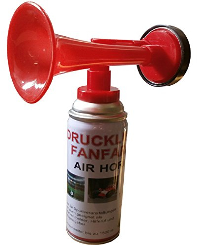 weg-ist-weg.com 4 Stück Fanfare Druckluftfanfare Gashupe Hupe Tröte Gashorn Stadion Spaß Aluminium Rot 110 dB