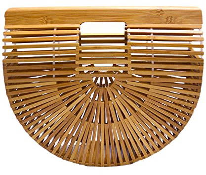 Miuco Womens Bamboo Handbag Handmade Large Tote Bag Straw Beach Bags Beach Purse Size Large