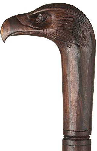 ART-CRAFT edler eleganter dekorativer Luxus Holzstock Gehstock Spazierstock Wanderstock mit handgeschnitztem Griff Motiv Adler