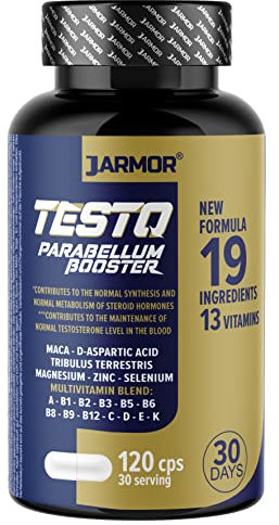 Testosterona Hombre | Fuerza + Energía + Resistencia | 19 Ingredientes | 120 Cápsulas | Maca + Tribulus Terrestris + Ácido D Aspártico + Zinc + Vitaminas | Hombre Y Mujer J.Armor Pharma
