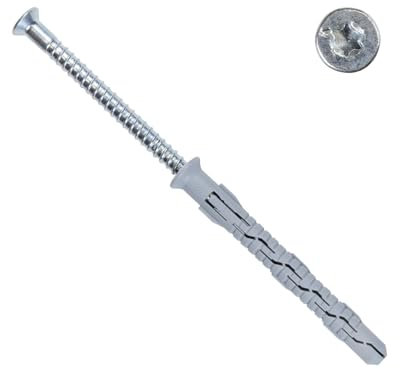 PARCO Lot de 25 chevilles à tête fraisée TX40 (10 x 260 mm, 25 pièces) – Chevilles pour façade et tige longue, chevilles pour cadre de fenêtre et fixation murale – Homologation ETA-12/0272