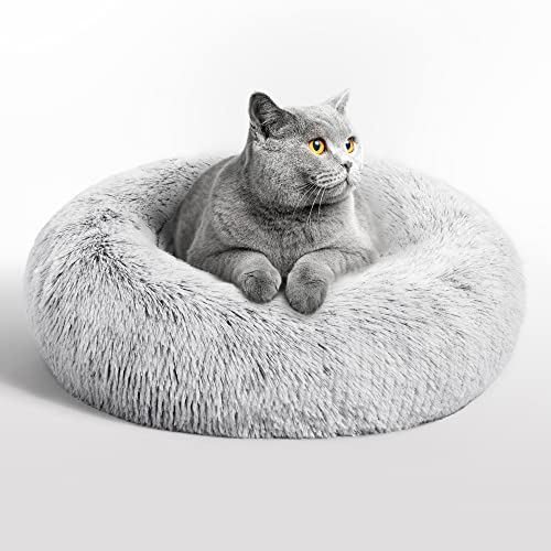 Love's cabin Katzenbett flauschig rund Hundebett 50cm - Donut Katzenkissen waschbar mit rutschfest Unterseite Katzenkorb zum schlafen - Katzen Bett Katzenkörbchen für Gelenkentlastung und Schlaf