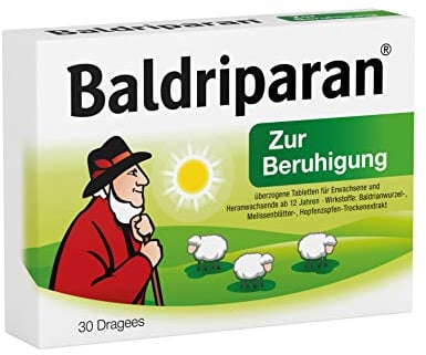Baldriparan Zur Beruhigung Pflanzliches Arzneimittel mit Baldrianwurzel-Trockenextrakt Bewährte Dragees bei Unruhezuständen und nervös bedingten Einschlafstörungen, 30 Stück