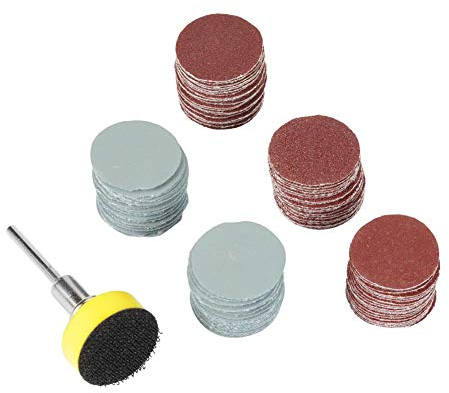Kit Dischi Abrasivi, 100 Pezzi 25mm Dischi Abrasivi Adesivi Carta Vetrata Con Cuscinetto Di Supporto 1/8 Pollici Per Trapano Smerigliatrice Utensile Rotante 100p 180p 240p 1500p 3000p