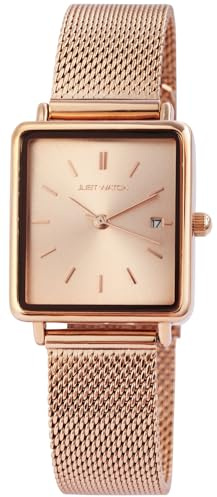 Eckige Damenuhr Gold Silber Schwarz | Armbanduhr Damen eckiges Zifferblatt elegant | Damenarmbanduhr eckig Quarz – Girls Watch Geschenk Frauen (Rosegold)