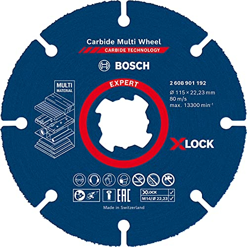 Bosch 1x EXPERT Carbide Multi Wheel X-LOCK Trennscheiben (für Hartholz, Holz mit Nägeln, Ø 115 mm, Professional Zubehör Kleiner Winkelschleifer)