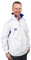 Henselite Mens Lawn Bowling Quarter Zip Fleece Jacket-Color White with Blue Trims Size S