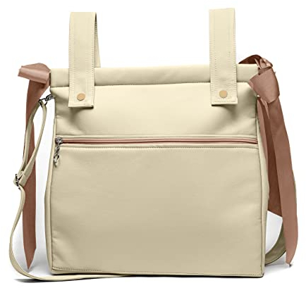 Nenel Öko-Leder Einkaufstasche für Kinderwagen - Kinderwagentasche - Kinderwagen Organizer Tasche Brotkasten - Sandfarbene