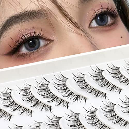 Cils Anime avec bande transparente Cils naturels 13mm Wispy Anime Eyelashes 10 Paires Faux Cils Japonais Coréen Asiatique Cils naturels par Obeyalash