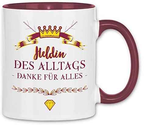 wowshirt Tasse Heldin des Alltags Königin Arbeitskollegin Überraschung Kollegin, Farbe:White - Bordeaux