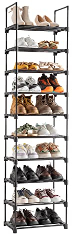 LEADZM DIY Schuhregal 10 Ebenen Metall für 50-55 Paar Schuhe - Wohnzimmer, Eingangsbereich, Flur - 45 x 30 x 174 cm