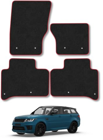 Land Rover Range Rover Sport (2013-2022) Carpet Car Mats | Red Edge Trim Tailored Fit Floor Mats Full Coverage Protection Accessories Easy Clean Anti Slip Made in the UK