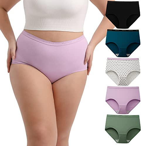 INNERSY Shorty Femme Coton Culotte Grande Taille Maxi Slip Sport Culottes Taille Haute Lot de 5 (EU 52-54, Jeune Multicolore)