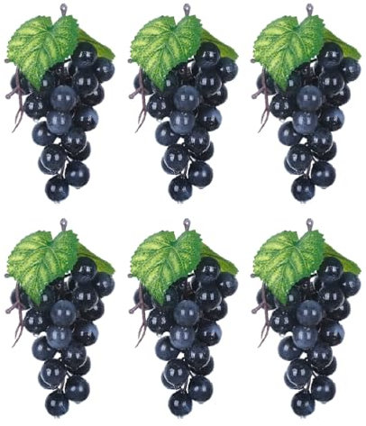 Yardenfun 6 Pezzi Di Uva Finta Decorativa Realistica Grappoli Di Uva Artificiali Per Decorazioni Di Casa Oggetti Di Scena Fotografici E Decorazioni Per Feste
