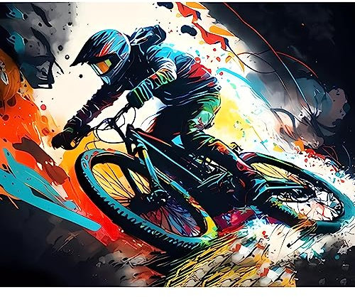 Malen nach Zahlen für Erwachsene und Kinder Dirt Bike Rider Malen nach Zahlen DIY Malen nach Zahlen Acryl Malen nach Zahlen Malset Home Wand Wohnzimmer Schlafzimmer Dekoration 40 x 50 cm (DIY-Rahmen)