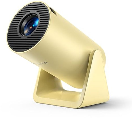 Mini Beamer【Automatische Trapezkorrektur】 WiFi Bluetooth Beamer Klein Unterstützung 1080P, 270°drehbar WiMiUS Kurzstreckenprojektion Beamer Heimkino Outdoor für iPhone/Andorid/Laptop/Tablette Gelb