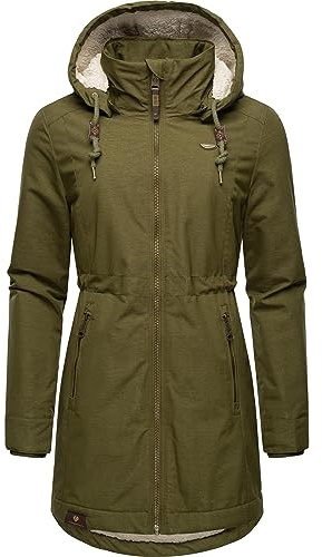 Ragwear Damen Winter-Kurzmantel Dakkota wasserdicht und atmungsaktiv | Länge: oberschenkellang | Wärmegrad 3 von 3 – warm gefüttert | wasserdicht und atmungsaktiv | abnehmbare Kapuze