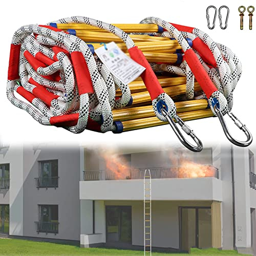 Scala antincendio di Emergenza Pieghevole, Scala in Corda Morbida in Resina a 3-10 Piani, Scala antincendio Portatile per Esterni per Set da Gioco, casa sull'albero, Parco Giochi,39FT/1