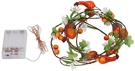 Topyond Blätter, Früchte, Rattan-Lichterkette, 2 M, 20 LEDs Für Zuhause, Schlafzimmer, Weihnachten, Hochzeit, Dekoration, Garten, Wand, Halloween-Dekoration