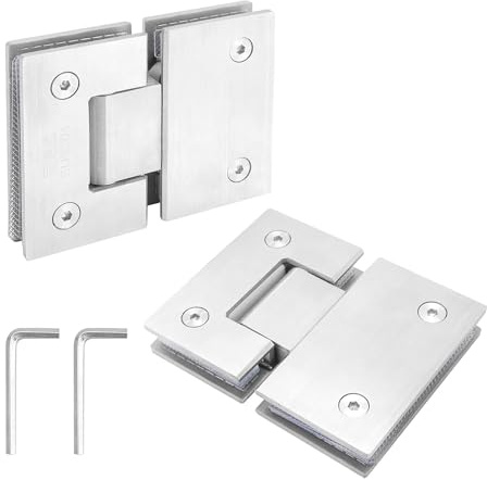 Plmvhpb 2 Pack 180 Degree Shower Door Hinges, Frameless Shower Door Hinges Made of Glass, Heavy Duty 304 Stainless Steel