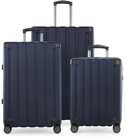 Hauptstadtkoffer Q-Damm - 3er Kofferset - Handgepäckskoffer 54 cm, mittelgroßer Koffer 68 cm + großer Reisekoffer 78 cm, Hartschale ABS, TSA, Dunkelblau