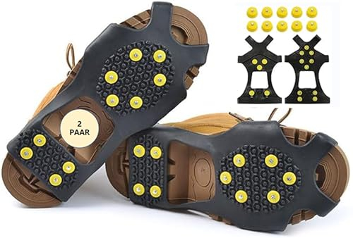 2 Paar Spikes für Schuhe Winter Schuhspikes Spikes Schuhkrallen Shoe Spikes Anti Rutsch Sohle Steigeisen für Schuhe im Winter Schneespikes Schuh Spikes Schuhkralle Schneekette für Stiefel