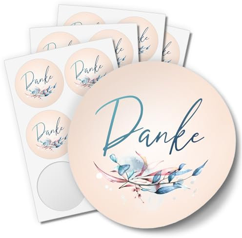 48 Aufkleber DANKE Hochzeit Geburtstag Danke Taufe Etiketten Gastgeschenk rund 4cm Motiv 4