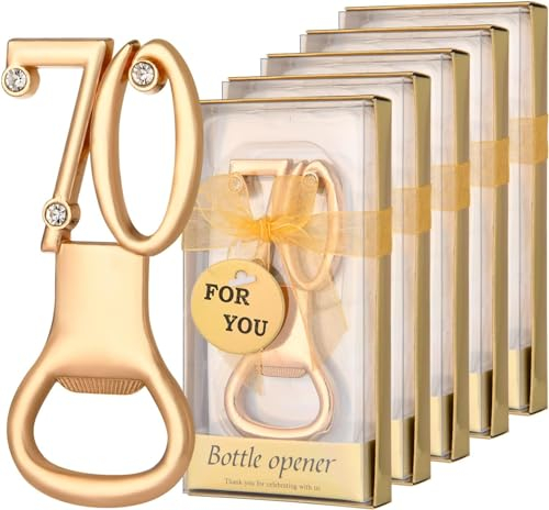 24 Stück Flaschenöffner Gold Geburtstag Party Gastgeschenke 70. Jahrestag Gastgeschenke für Gäste, Bierflaschenöffner für Geburtstagsparty, Geschenk, Souvenir, Dekorationen (70, 24 Stück)
