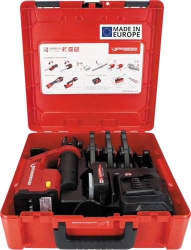ROTHENBERGER ROMAX COMPACT III Set U16-20-25, 2Ah, EU, CAS | 1000004281 | ganasce a pressione, contorno U nelle dimensioni 16-20-25 mm, pressatura di raccordi fino a 35 mm (metallo), pressatura rapida