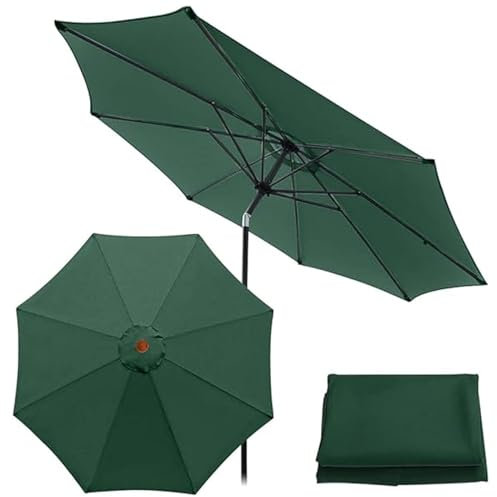 HAMON Sombrilla de Jardín 2.7m/3.0m Toldo De Repuesto Sombrilla para 6 Brazos/8 Brazos, Parasol con Protección UV30+, para Jardín Patio Terraza Playa Piscina Reclinable (Verde 3m/8 costillas)
