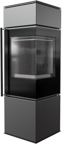 KRATKI Kaminofen aus Stahl REN/S rechts Ø 150 7 kW schwarz Verkleidung mit Türfeder