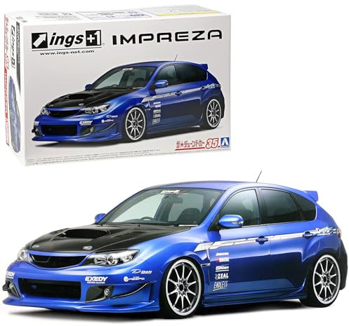 alles-meine.de GmbH Subaru Impreza WRX STI 5 Türer Blau Tuning 2007-2014 GR 58756 Nr 35 Kit Bausatz 1/24 Aoshima Modell Auto mit individiuellem Wunschkennzeichen